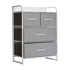 Flash Furniture Sodano 4 Drawer Nightstand with Charging Station, 2 USB Ports and 1 Outlet, Metal Frame, Engineered Wood Top, Drawers and Handles - 1 of 4