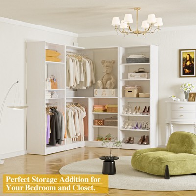 Aheaplus Closet System with Adjustable Shelves, Closet System with Hanging Rods