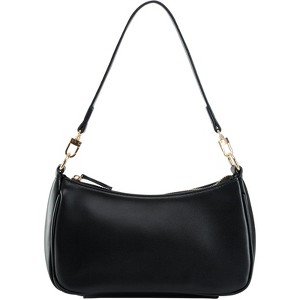 Shoulder Bag for Women with 2 Removable Straps and Zipper Closure Crossbody Bags Clutch Tote HandBags Purses (Black) - 1 of 4