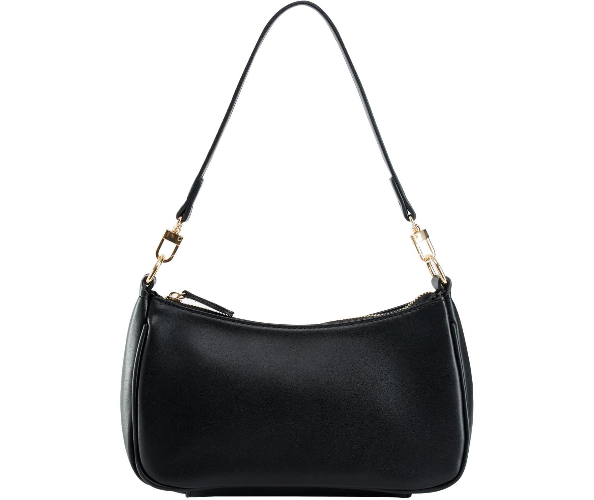 Shoulder Bag for Women with 2 Removable Straps and Zipper Closure Crossbody Bags Clutch Tote HandBags Purses (Black)