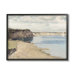 Stupell Industries Still Morning Oceanside Cliffs and a Sailboat Painting Framed Giclee Art - 1 of 4