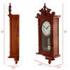 Bedford Collection 25 Inch Wall Clock with Pendulum and Chime in Dark Redwood Oak Finish - 2 of 4