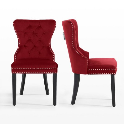 WestinTrends  Velvet Upholstered Tufted Dining Chairs (Set of 2)