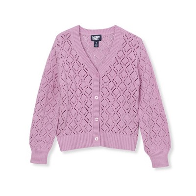 Lands' End Kids Button Front Cable Cardigan
