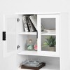 Gulches Tall Storage Bookcase with 4 Tempered Glass Doors - Adjustable Shelves MDF Painted Cabinet for Living Room Bedroom Office (White) - 3 of 4