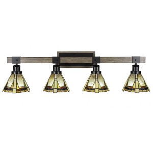 Toltec Lighting Tacoma 4 - Light Vanity in  Black/Painted Wood with 7" Zion Art Glass Shade - 1 of 1