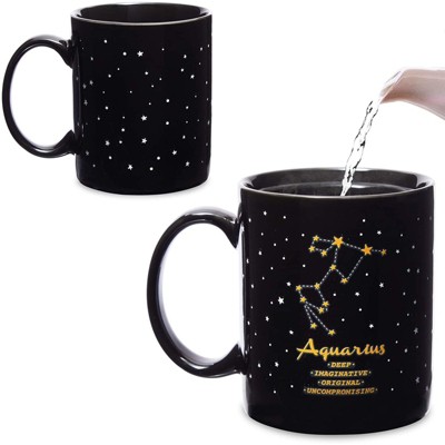 Okuna Outpost Aquarius Color Changing Mug, Zodiac Astrology Sign Cup (11 oz)