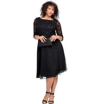 Roaman's Women's Plus Size Embellished Lace & Chiffon Dress : Target