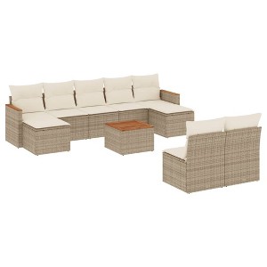 vidaXL Garden Sofa Set Beige, Cream White - 1 of 4