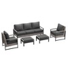 Sonkuki 5 Pieces Patio Sofa with Ottomans Set, All-Weather PE Rattan Wicker, Small Patio Conversation Couch with Cushion - 2 of 4