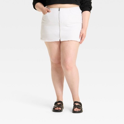Women's Low-Rise Zip-Front Denim Mini Skort - Wild Fable™