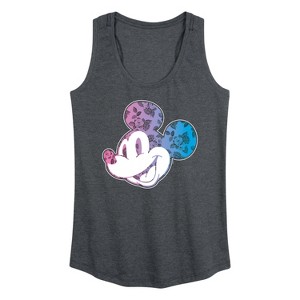 Women's - Disney - Mickey Floral Gradient Fill Graphic Racerback Tank - 1 of 4