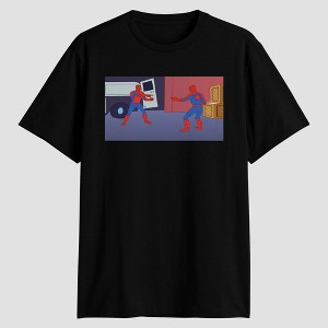 Men's Marvel Spider-Man Pointing Short Sleeve Graphic T-Shirt - Black - 1 of 3