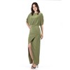 24seven Comfort Apparel Womens Boat Neck Batwing Sleeve Slit Maxi Dress - 2 of 4