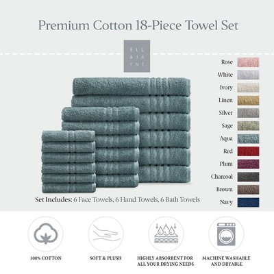 Ella Jayne Luxury 18 Piece Bath Towels Set – Ultra Plush & Absorbent 100% Premium Cotton Towels – Soft, Quick-Dry Bath Towels for Hands, Face & Body