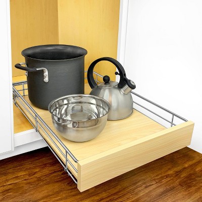Lynk Professional 14"x21" Select Sliding Pull Out Cabinet Drawers Organizer Wood Chrome: Kitchen Storage, Ball Bearing Glides — фото 7