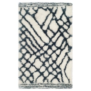 Ivory/Blue Abstract Tufted Accent Rug - (3