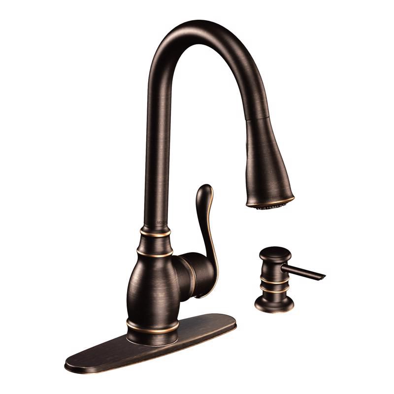 Moen Anabelle One Handle Bronze Pull-Down Kitchen Faucet, 1 of 2