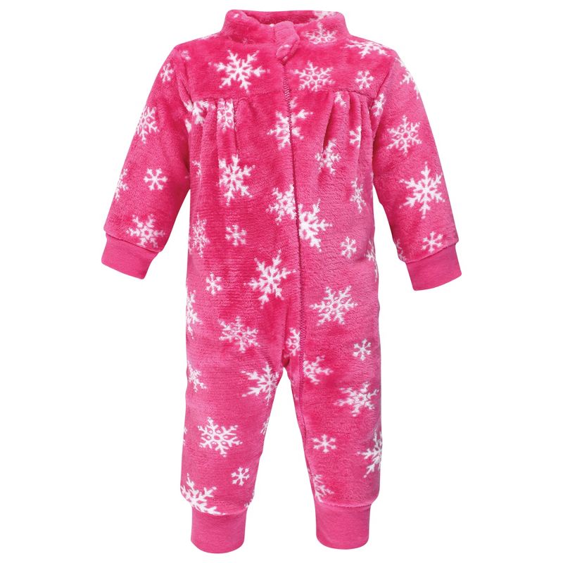 Hudson Baby Infant Girl Plush Jumpsuits, Pink Christmas Lights, 5 of 6
