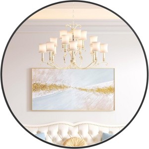 Bathroom Mirror, Rounded Corner Metal Framed Rectangular Vanity Mirror, Hangs Horizontally or Vertically - 1 of 4