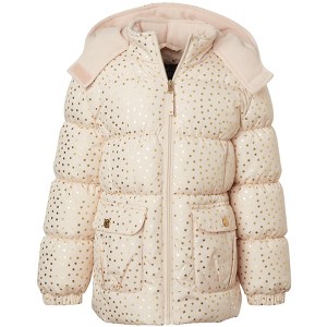 Pink Platinum Little Girl Foil Print Puffer Jacket - 1 of 2