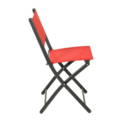Red and Black Weather Resistant Folding Patio Chairs, Set of 2