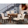 HomeStock 7-Piece Mahogany Finish Solid Wood Top Dining Table with 6 Parson Chairs - 2 of 4