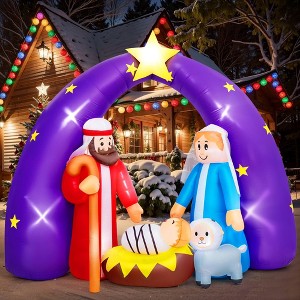 FUN LITTLE TOYS 8FT 2025 Nativity Scene Christmas Inflatable with LED Lights for Outdoor Yard Decoration - 1 of 4