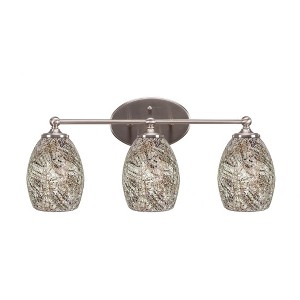 Toltec Lighting Capri 3 - Light Vanity in  Brushed Nickel with 5" Natural Fusion Shade - 1 of 2