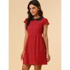 INSPIRE CHIC Women's Peter Pan Collar Short Sleeves Contrast A-Line Polka Dots Dress - 2 of 4