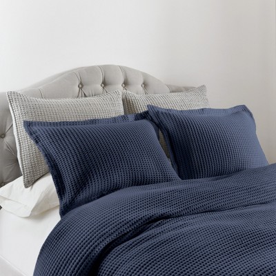 Navy Twin Organic Cotton Waffle Duvet Set
