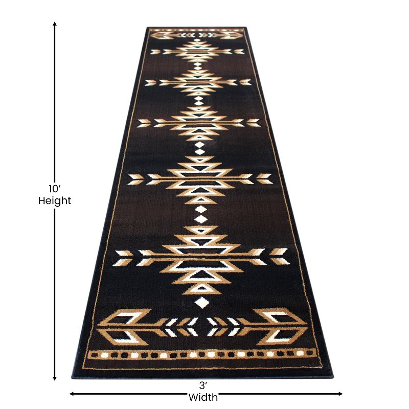 Emma and Oliver Olefin Accent Rug with Southwestern Geometric Arrow Design and Natural Jute Backing, 3 of 6