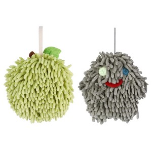 REGALWOVEN 2 Pcs Cute Comfortable Soft Absorbent Chenille Fuzzy Hand Towel - 1 of 4