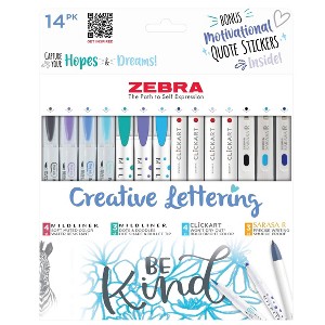 Zebra 14pk Creative Lettering Writing Set Artist Markers Gifting - 1 of 1