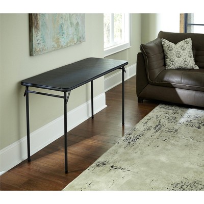 Sleek Black 20" x 48" Vinyl-Top Foldable Utility Table