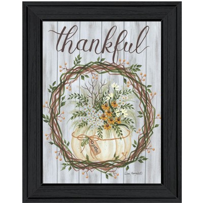 HomeRoots Thankful Wreath Black Framed Print Wall Art