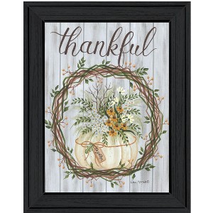 HomeRoots Thankful Wreath Black Framed Print Wall Art - 1 of 3