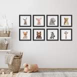 Americanflat Nursery Baby Animals - 8 Piece Square Framed with Mat Gallery Wall Set
