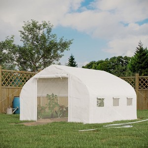 NicBex 11.5'x10'x6.5' Walk-in Tunnel Greenhouse with Roll-up Windows and Zippered Door, PE Cover for Growing Flowers, Vegetables, Saplings, White - 1 of 4