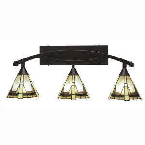 Toltec Lighting Bow 3 - Light Vanity in  Bronze with 7" Zion Art Glass Shade - 1 of 1