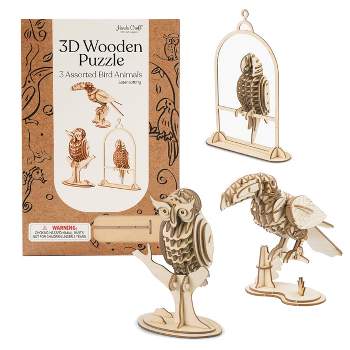3ct Modern Wooden Puzzle Birds Animals Set - Hands Craft