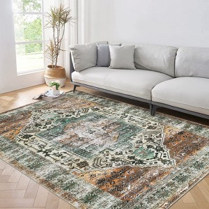 COZONY Washable Area Rug for Living Room, Vintage Distressed Accent Carpet, Non-Slip, Low Pile, Stain Resistant - 1 of 4
