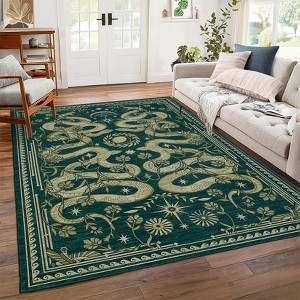 Area Rugs for Living Room Bedroom Snake Pattern Rug Soft Non Slip Low-Pile Accent Rug Washable Rug - 1 of 4