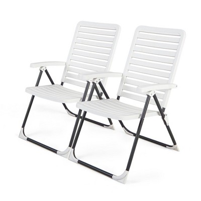 Tangkula Set of 2 Outdoor PP Folding Chair Adjustable Reclining 7-Level All-Weather Patio