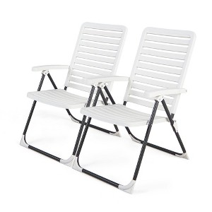 Tangkula Set of 2 Outdoor PP Folding Chair Adjustable Reclining 7-Level All-Weather Patio - 1 of 4
