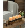 MOEPISY Christmas Candle Holder Centerpiece Set - Farmhouse Pine Wood Candle Holders with Mini Wreaths - 4 of 4