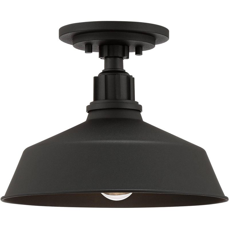 Franklin Iron Works Arnett Rustic Industrial Semi Flush Mount Outdoor Ceiling Light Black 12" Damp Rated for Post Exterior Barn Deck House Porch Yard, 5 of 8