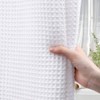Long Waffle Shower Curtain White Cotton Texture Fabric Heavyweight Bathroom 72Wx96L - 3 of 4