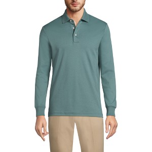 Lands' End Men's Long Sleeve Cotton Supima Polo Shirt - 1 of 4
