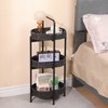 KTMBDW Oval Side Table with Woven Storage Basket,  3-Tier Metal Side Small Bedside Table Nightstand with Removable Tray for Living Room, Bedroom - 3 of 4
